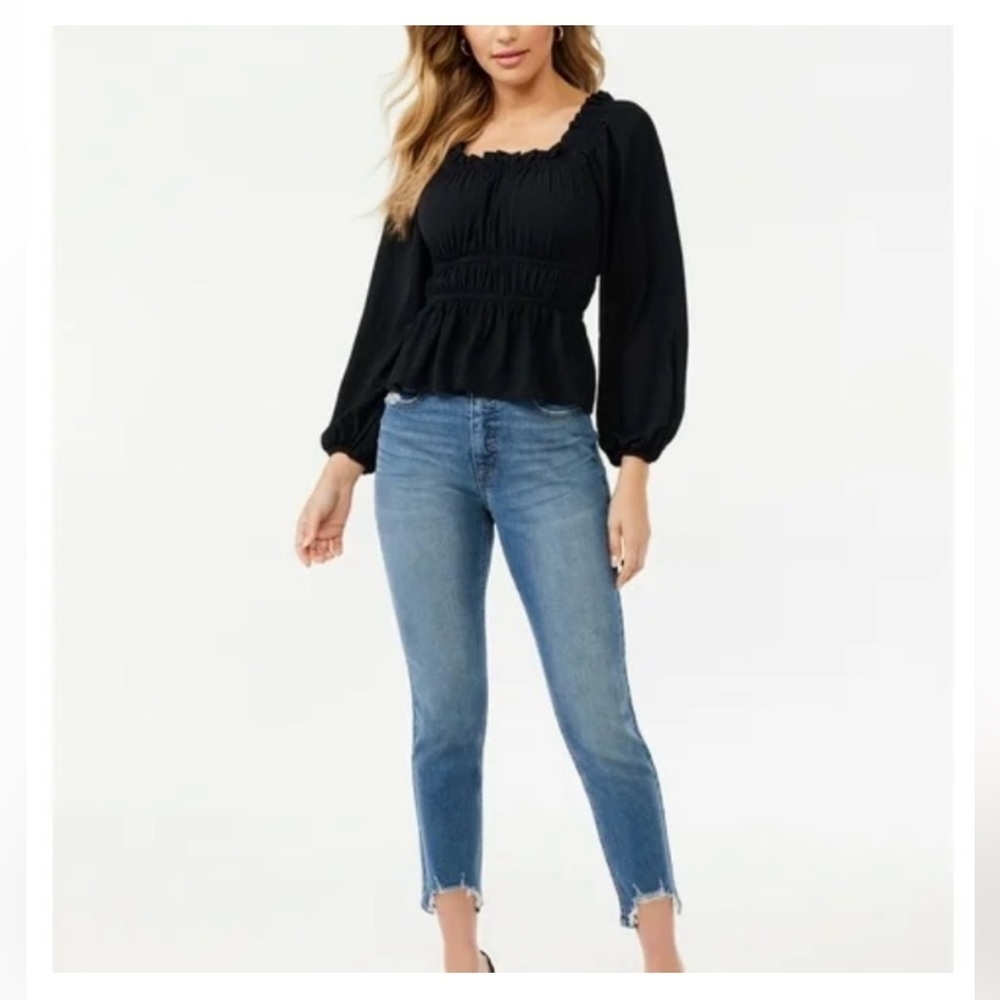 NWT Sofia Vergara peplum square neck blouse